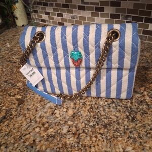 Kurt Geiger Blue and White Striped Shoulder Bag